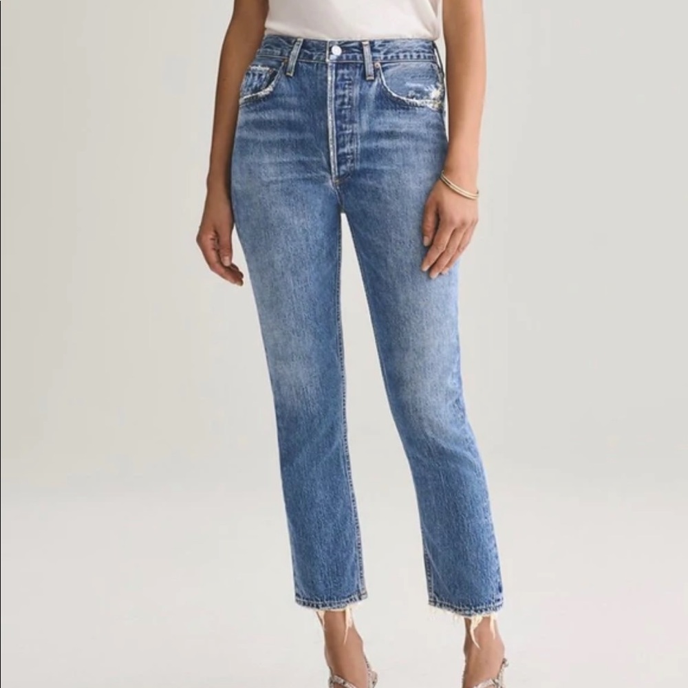 Agolde Riley High Rise Straight Crop in Frequency Size 30